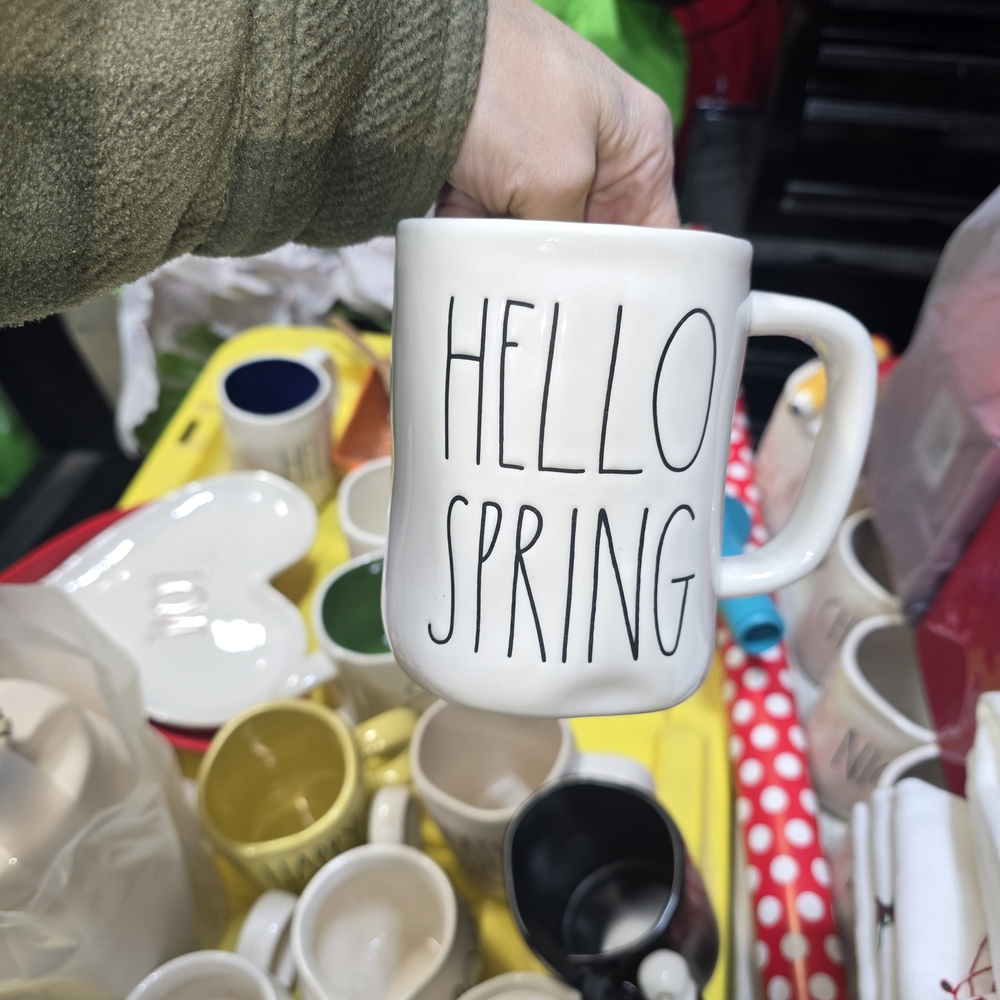 Rae Dunn White 'Hello Spring' Mug